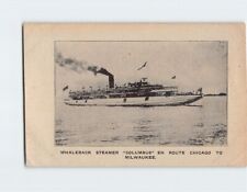 Postcard Whaleback Steamer Columbus En Route Chicago to Milwaukee USA picture