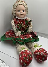 Girl Doll Porcelain Christmas Shelf Doll Hand Crafted VTG Vintage Lovely   picture