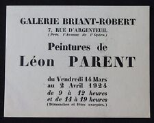 1924 Leon Painting PARENT Gallery Briant-Robert Painter Invitation Card picture