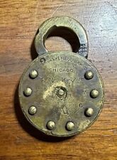 Vintage AMERICAN KEYLESS LOCK CO. Chicago NO Key Brass Padlock / No Combo/Sealed picture