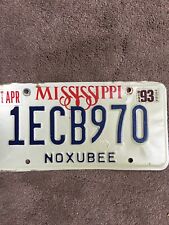 1993 Mississippi License Plate - 1ECB 970 - Nice picture
