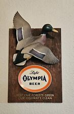 Vintage 1963 Olympia Light Beer Mallard Duck Wildlife Bar Sign Plaque. Rare Find picture