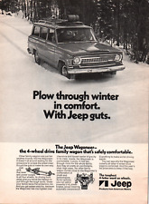 1971 Jeep Wagoneer Winter Forest Drive Vintage Black and White Print Ad Wall Art picture