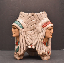 ATQ Majolica Native Chief Indian Victorian Pottery Planter Tobacciana  Humidor picture