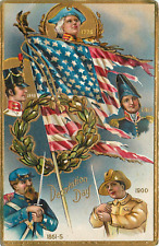 c1910 Decoration Day - Montage of US Soldiers from Wars Postcard picture