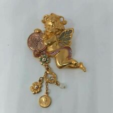  Vintage Signed Kirks Folly Lucky Penny Dangle Brooch Pin picture