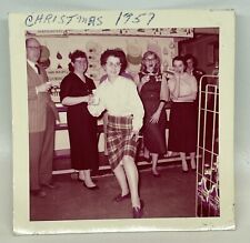 Vtg 1950s Photo Woman Showing Leg Holding Cigarette Wild Christmas Party picture