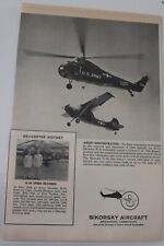 Sikorsky H-34 Helicopter Cessna L-19 Sikorsky Aircraft Vintage Ad picture
