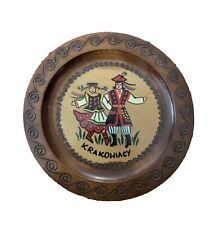 Vintage Dutch hand painted Collectible wood wall hanging plate. folk dancers. picture