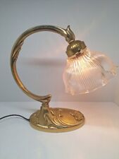 Art nouveau Jugendstil Table lamp Solid Metal Whiplash VTG Glass Shade picture