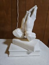 1966 Vintage White Praying Hands Lords Prayer Statue Figure Atlantic Mold picture