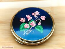 Stratton Blue and Pink Floral-Vintage Ladies Powder Compact -cin picture
