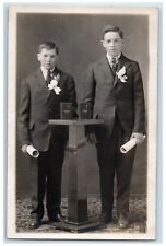 c1910s Christian Confirmation Religious Boys Studio Portrait RPPC Photo Postcard picture