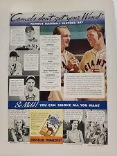 1935 Camel Cigarettes Baseball Fortune Print Ad Lou Gehrig Carl Hubbell Mel Ott picture