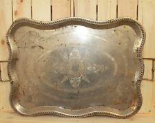 Antique metal floral engraved serving tray picture