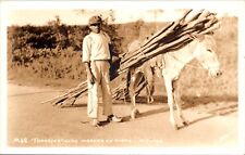 Transporting Wood on a Donkey Mexico RPPC Photo Vintage Postcard picture