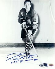 Pierre Pilote- Blackhawks- Autographed 8 x 10 Photo With HOF 75 Inscription picture