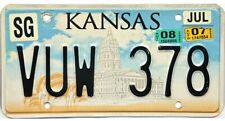 *BARGAIN BIN*  2007 2008 Kansas Capitol Building License Plate #VUW 378 picture