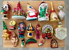 VINTAGE MIXED LOT OF 18 GLASS CHRISTMAS TREE COLLECTIBLE MULTICOLOR ORNAMENTS  picture