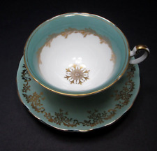 EB Foley Tea Cup and Aynsley Saucer Mismatched Set Mint Green Vintage picture