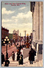 Postcard Third Avenue from Federal Building Seattle Washington Posted 1909 picture
