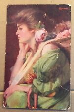 VINTAGE 1907 USED POSTCARD - REVERIE - STATE OF DREANY MEDITATION - CREASED picture