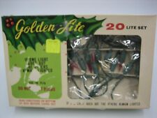 Vintage Christmas String Lights Golden-Lite Original Box 20 Bulbs Indoor/Outdoor picture