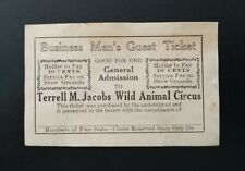 Vintage Terrell M. Jacobs Wild Animal Circus BUSINESS MEN'S GUEST TICKET picture