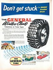 1955 General Tire Vintage Print Ad Automobile Car Winter Cleat Tubeless  picture