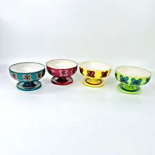 Lot of 4 Vintage Retro Footed Pedestal Dessert Bowls Trinket Dishes Ceramic MCM picture