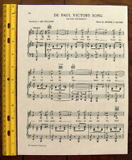 DE PAUL UNIVERSITY Vintage Song Sheet c1938 