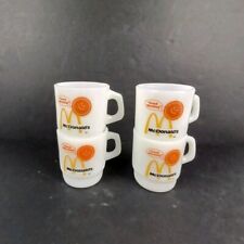4-Vintage Milk Glass McDonald's Coffee Mugs White Fire King Anchor Hocking Sun picture