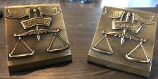 Set 2 heavy brass bookends Justice Mercy Equality picture
