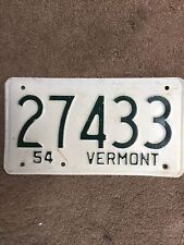 1954 Vermont License Plate - 27433 - Very Nice picture
