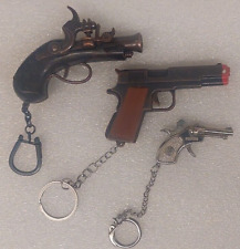 LOT 3 KEYCHAIN GUN MEBE TOYS ITALY METAL PISTOL & PIRATE PIRRATA & CAPTAIN JACK picture