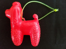 Vintage RED POODLE Christmas Tree ORNAMENT w/String ~ Blow Mold Knobby Plastic picture