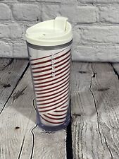 Starbucks 2009 Red/White Candy Cane Striped 12 oz. Holiday Travel Tumbler w/Lid picture