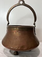 Antique Footed Copper Cauldron Pot Kettle ~ Dovetail & Riveted ~ 4 lbs picture