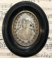 Rare Antique French Mourning Hair Art Domed Glass Wooden Frame Woman c1880 picture