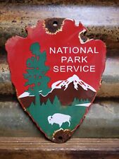 VINTAGE NATIONAL PARK SERVICE PORCELAIN SIGN FOREST RANGER STATION ARROWHEAD USA picture