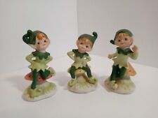 3 Porcelain Pixie Figurines On Mushrooms Vtg Lego Taiwan picture