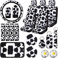 22 Pieces Cow Print Car Accessories Set Cow Car Seat Cover Steering Wheel Cover picture