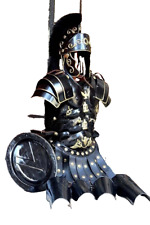 Roman Black Muscle Armor Cuirass Set w/ Helmet, Shield, Leg & Arm Guard Medieval picture