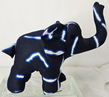 VTG Elephant African Wax Fabric Indigo Blue Stuffed Toy Handmade Ghana 6