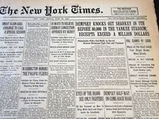 1927 JULY 22 NEW YORK TIMES - DEMPSEY KNOCKS OUT SHARKEY IN 7TH - NT 6479 picture