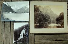 3 Antique Alpine Photos:Bristenstock(Switz),High Tor(GB) & Espelandsfos (Norway) picture