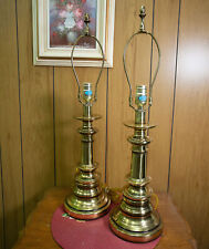 Rembrandt Brass Table Lamps Vtg Pillar Traditional Heavy 27