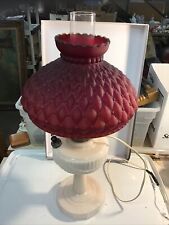 ALADDIN LINCOLN DRAPE MODEL B LAMP ELECTRIFIED WITH RUBY RED QUILTED LAMP SHADE picture