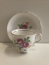 Vintage Tuscan fine bone China Pink Floral Teacup/saucer Made in England Mint picture