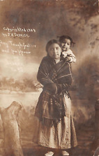 RPPC Native American Amy Tough-Feather & Papoose by Dedrick 1909 Photo 9453 picture